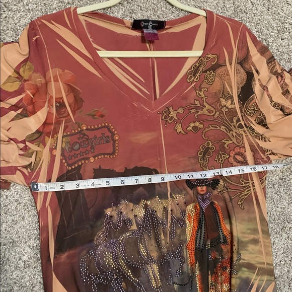 Cover Charge Western Cowgirl Desert Graphic Short Sleeve Mini Dress - Picture 8 of 9